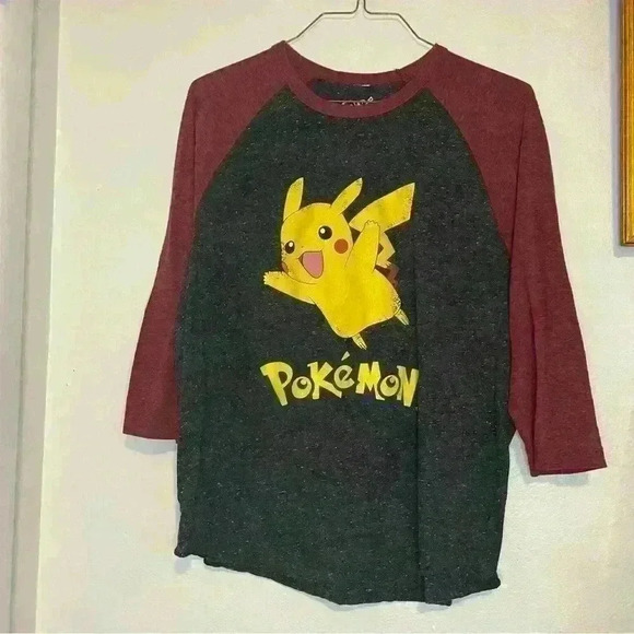 Pokemon 2016 Nintendo 3/4 Sleeve Baseball T Shirt Men’s 2XL Pikachu - Picture 1 of 6